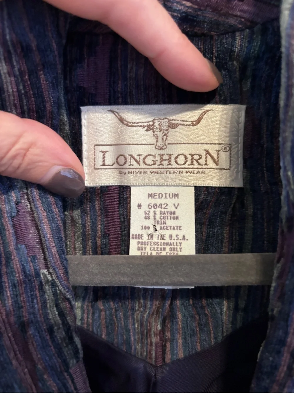 Longhorn River Western Wear Textured Open-Front Vest - Purple and Blue